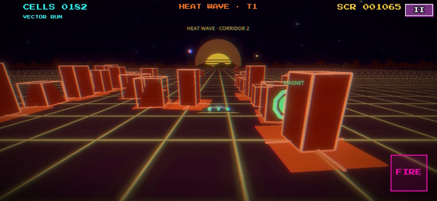 Vector Run synthwave rail race corridor